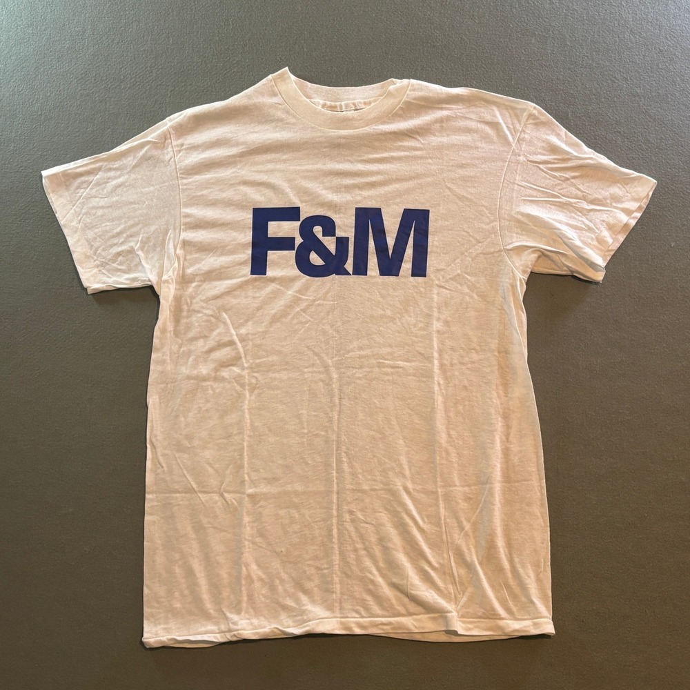 VTG F&M Franklin & Marshall College T-Shirt Hanes L Single Stitch USA Deadstock